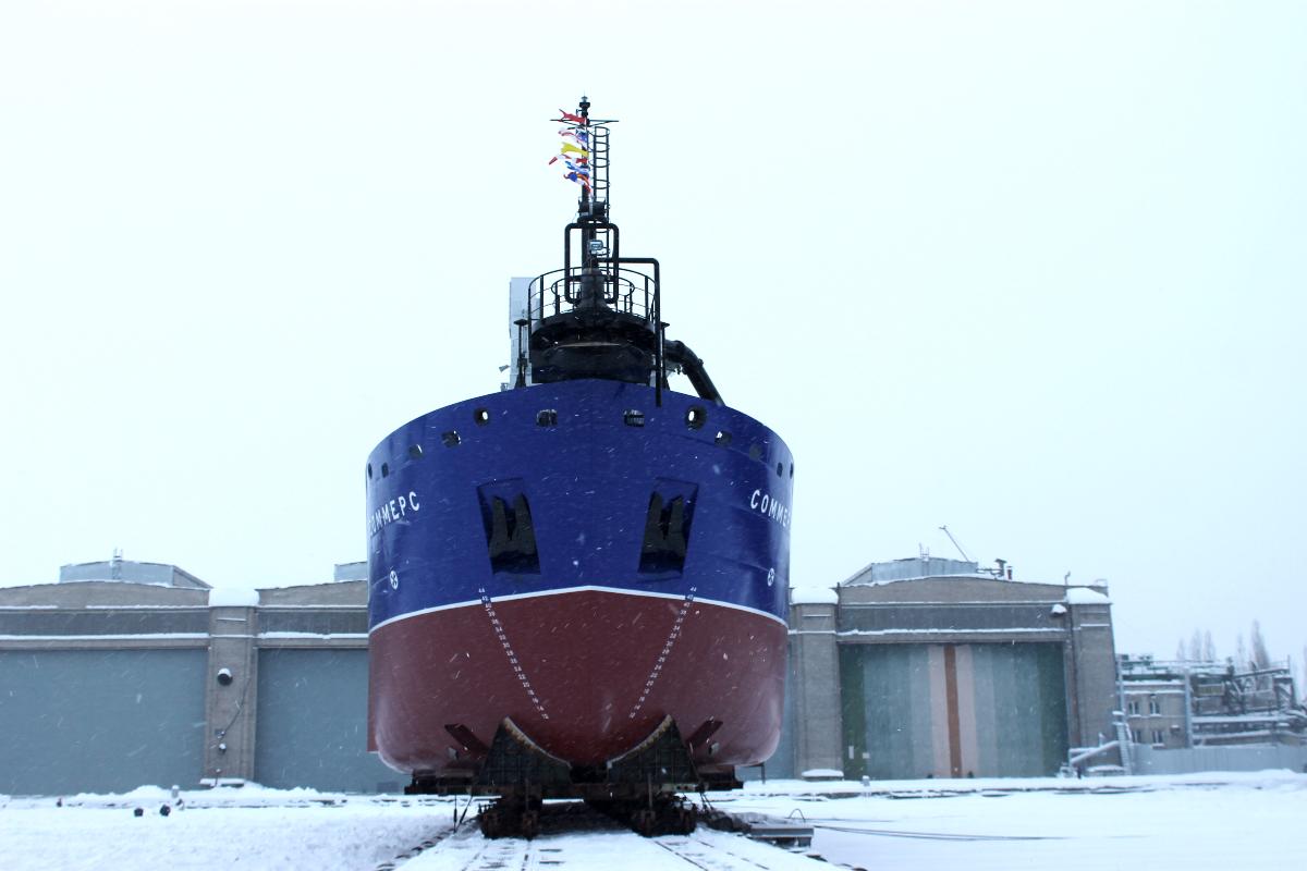 Спуск на воду головного дноуглубительного судна проекта TSHD1000 "Соммерс"
